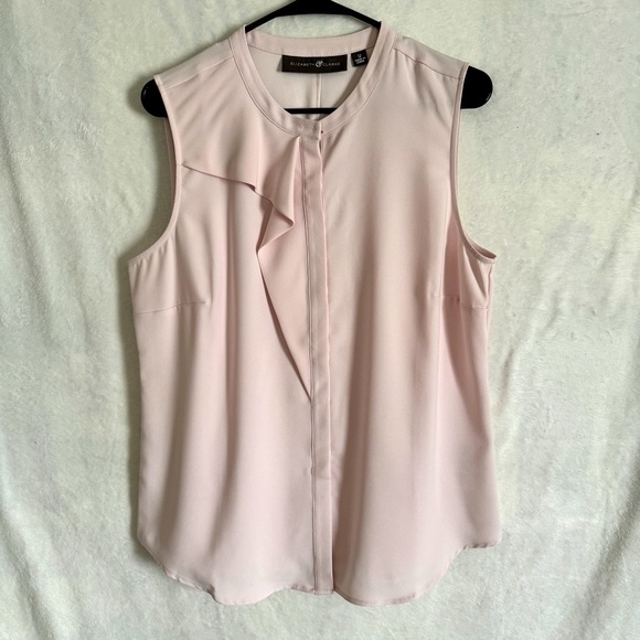 Elizabeth & Clarke NW0T Flounce Sleeveless Light Pink Blouse Sz 12 Office Blouse - Picture 1 of 8